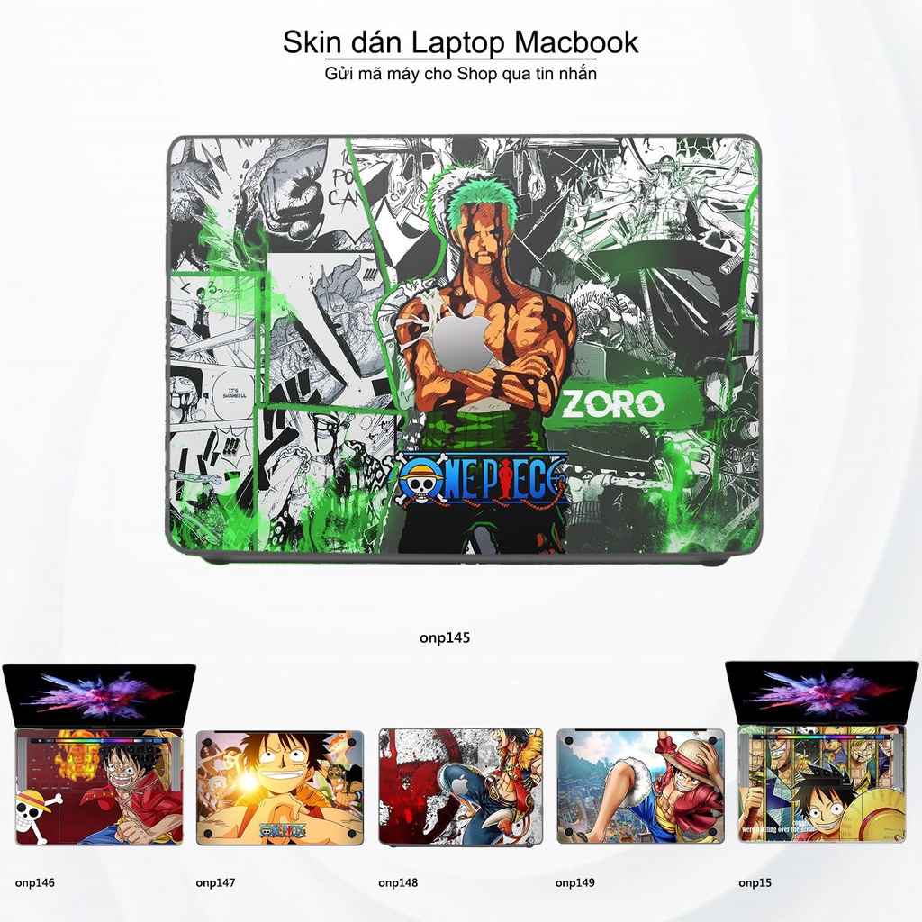 Skin dán Macbook mẫu One Piece (đã cắt sẵn, inbox mã máy cho shop)