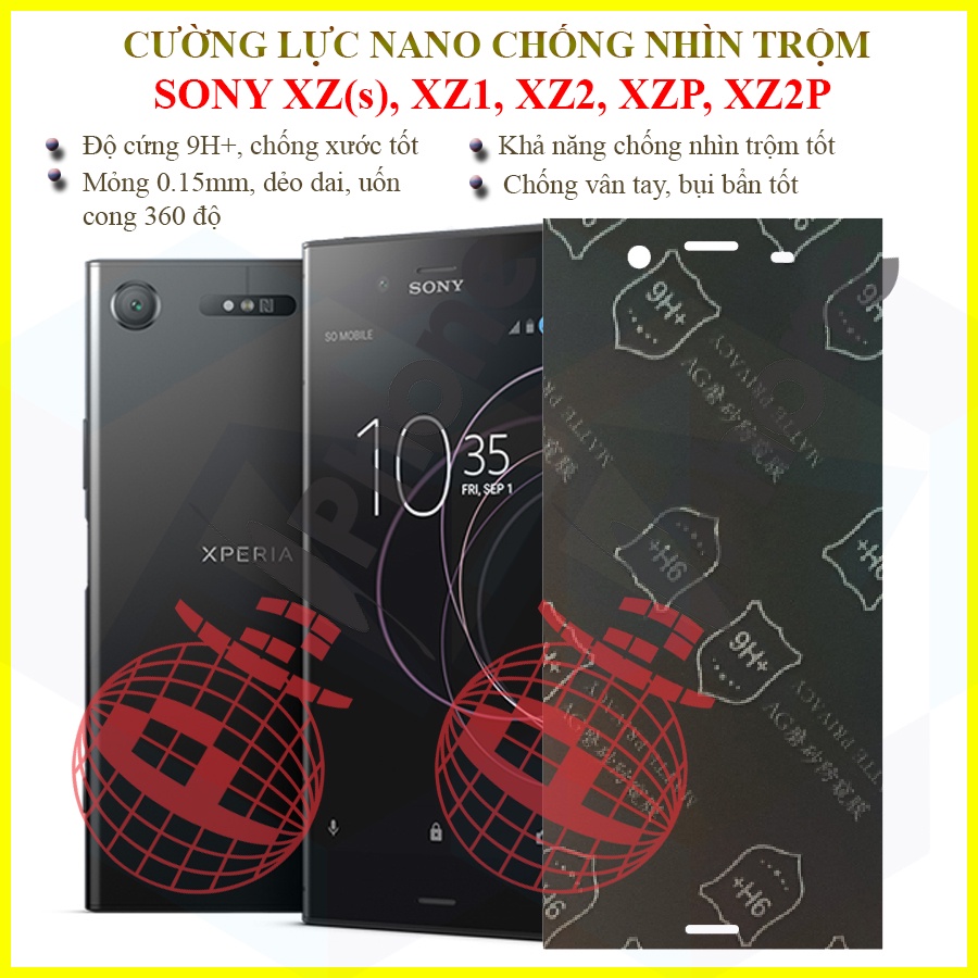 Dán chống nhìn trộm Sony XZ(s), XZ1, XZ Premium, XZ2, XZ2 Premium - Dán cường lực dẻo nano 9H+