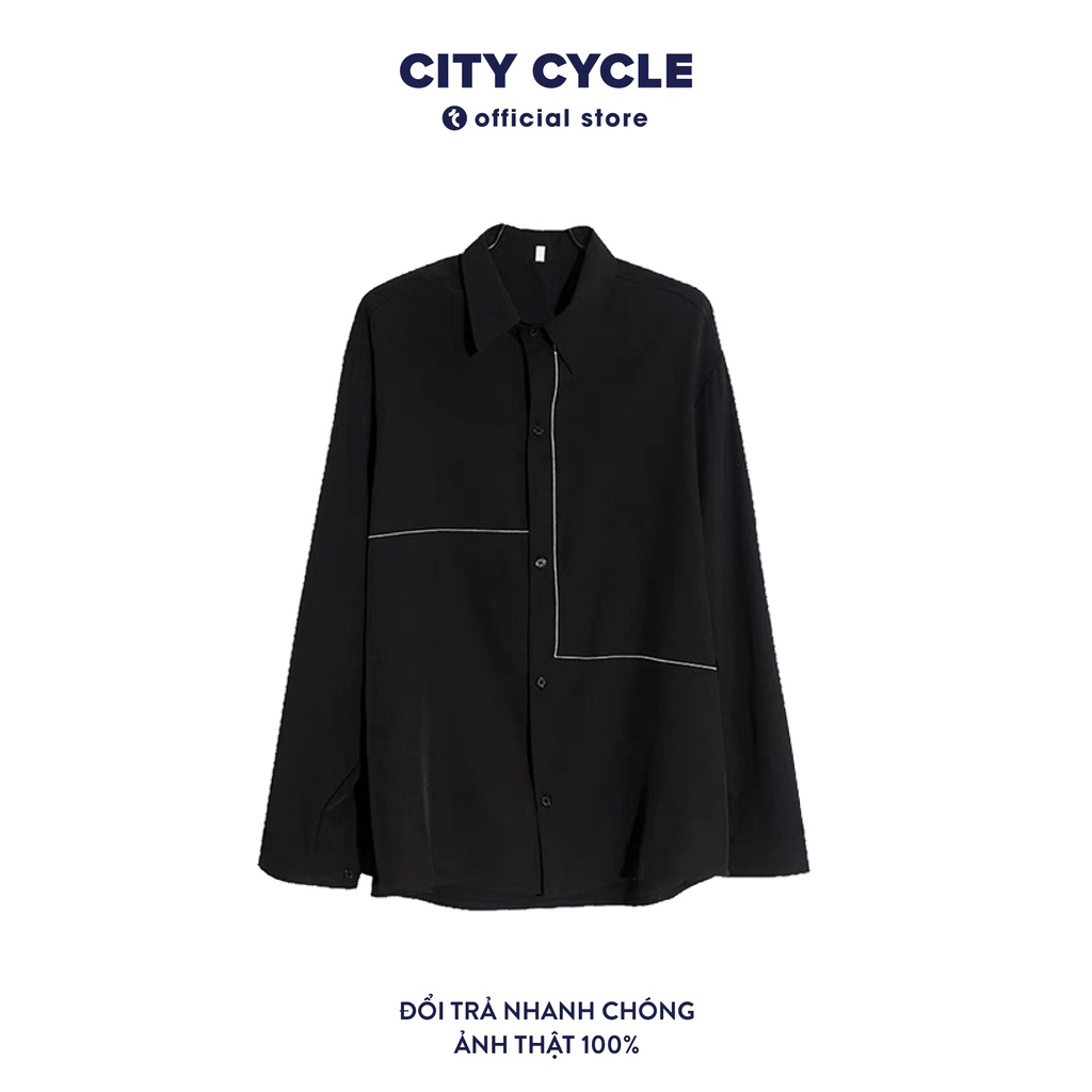 Áo sơ mi Draw Line City Cycle áo dài tay cổ bẻ form rộng dáng suông unisex Hàn Quốc