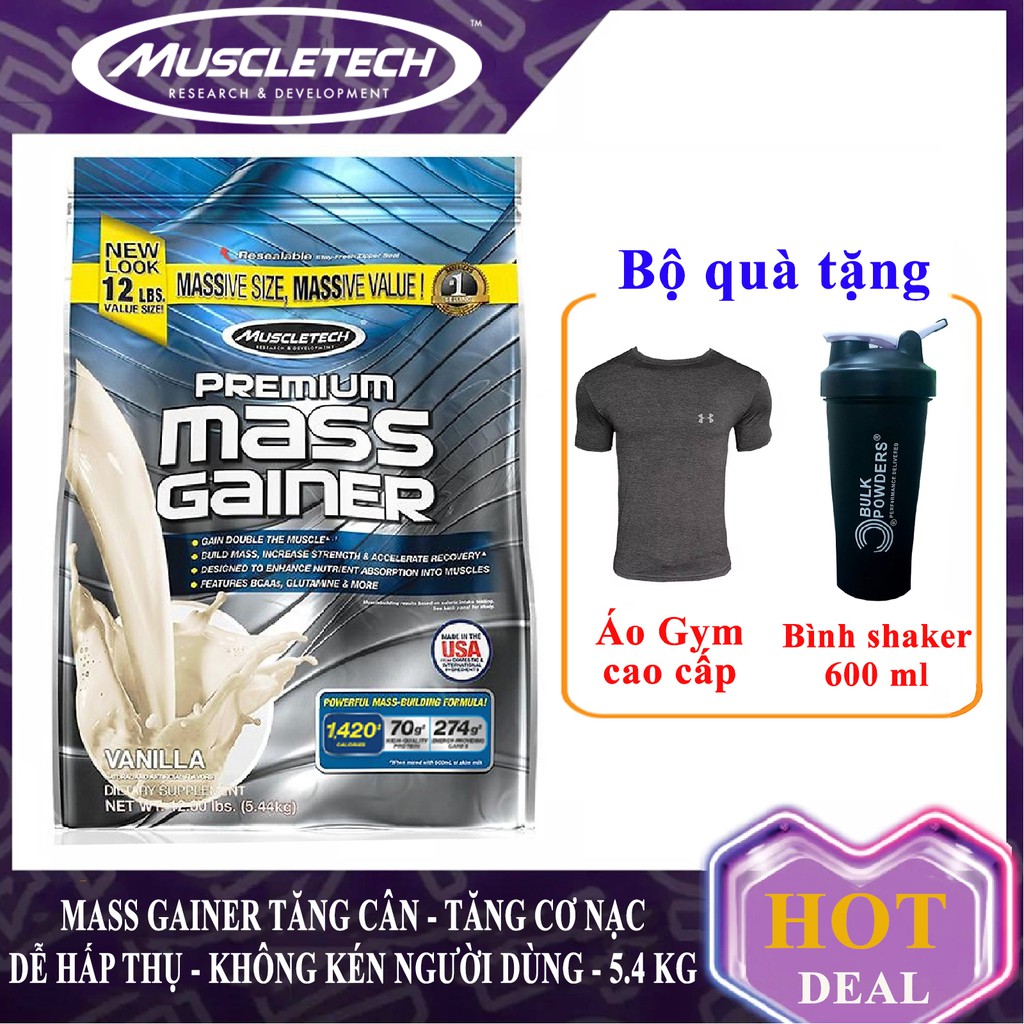 Sữa tăng cân tăng cơ nạc Premium Mass Gainer của Muscle Tech hương Vanillla bịch 5.45 kg - Phân phối chính thức