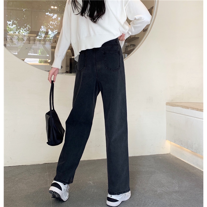 Quần jean SUXI ống rộng lưng cao dễ phối đồ thời trang xuân thu cho nữ