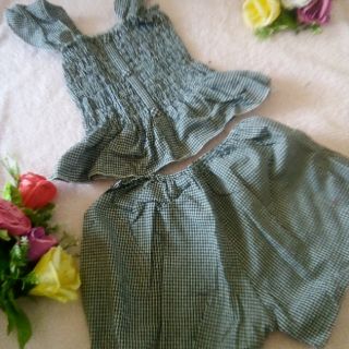 Set bộ đùi caro tay cánh tiên