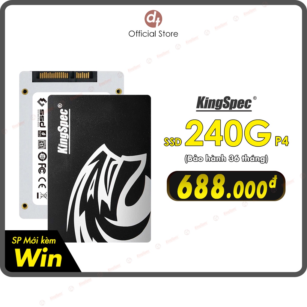 Ổ cứng SSD KingSpec 240GB cài sẵn Win 10 , SATA 2.5 P4 240 - Hàng Chính thumbnail