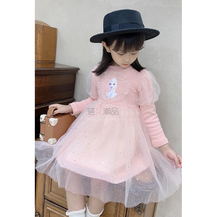 [TẶNG VƯƠNG MIỆN] Váy Đầm Công Chúa họa tiết Elsa phong cách Hàn Quốc cực yêu cho bé gái