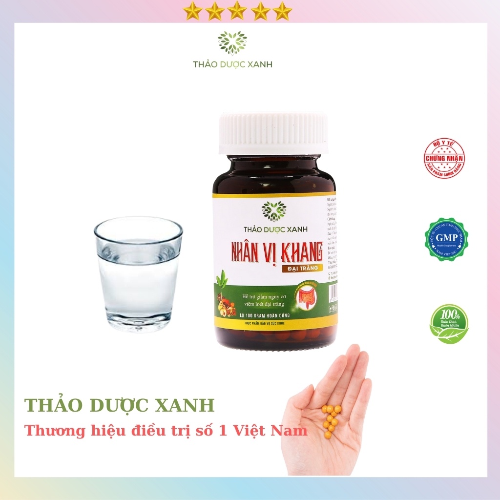 Đại Tràng NHÂN VỊ KHANG Hỗ trợ điều trị tiêu chảy, táo bón, viêm đại tràng cấp và mãn tính - THẢO DƯỢC XANH