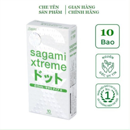 Bao Cao Su Sagami Xtreme White - Thiết kế siêu mỏng - Kèm gân gai - Hộp 10 bao