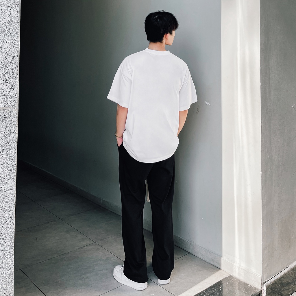 Quần Thun Trơn Unisex Chất Liệu 100% Cotton Form Suông Rộng Thoải Mái Phong Cách Đơn Giản