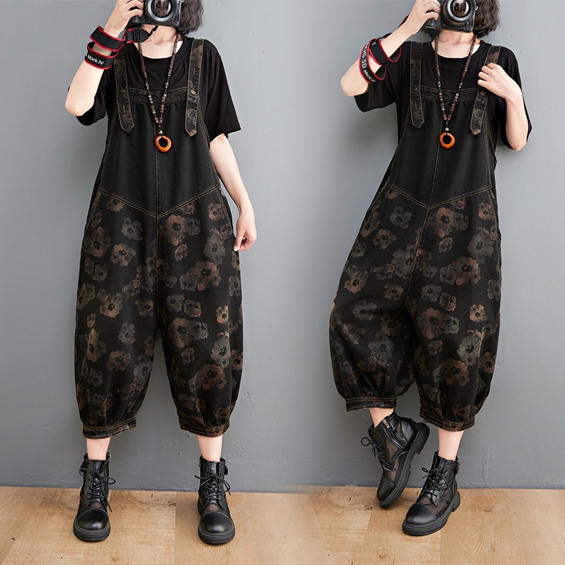 G47 quần yếm baggy big size freesize thoải mái rộng rãi phong cách hoa văn thời trang
