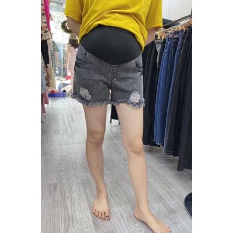 Quần sooc bầu chất jean cao cấp loại1 co giãn❤️quần bầu short có đáp bụng☘️có chun chỉnh to nhỏ