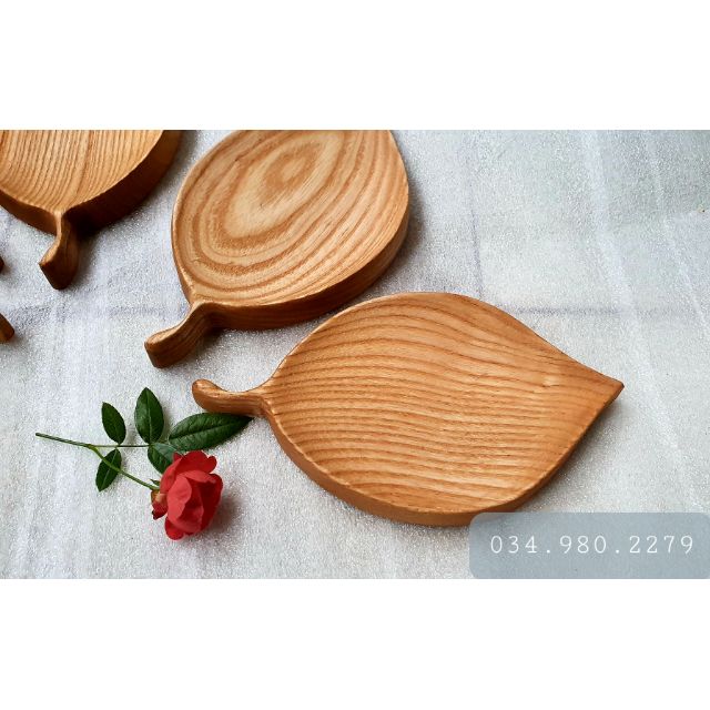 Khay gia vị hình lá gỗ tần bì - Đĩa gỗ đựng gia vị, hạt quả hình chiếc lá nhỏ