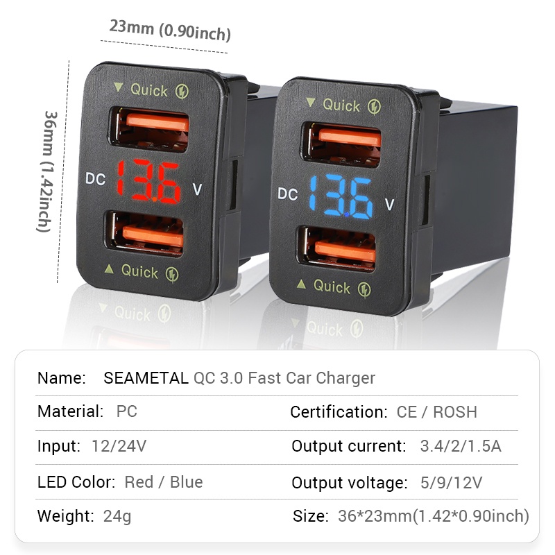Tẩu sạc nhanh BLALION QC3.0 36W DC 12V/24V USB cho xe hơi Honda CIVIC Accord 201