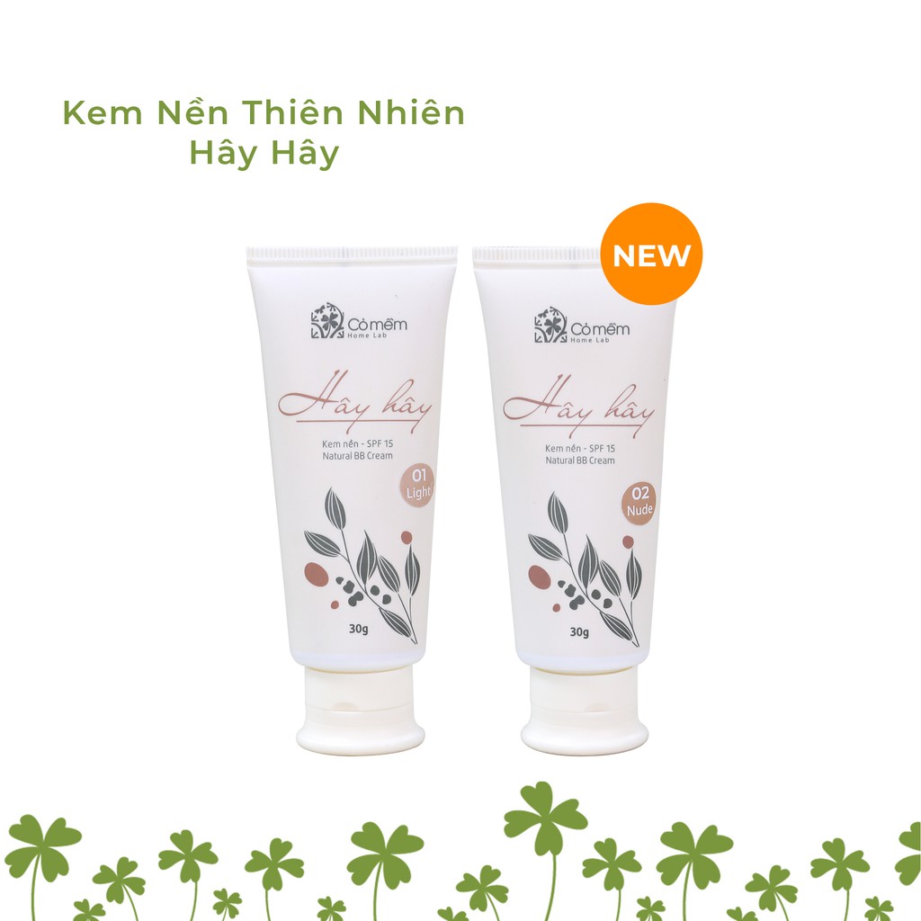 Kem Nền Thiên Nhiên Dạng Lỏng Hây Hây An Toàn Cho Bà Bầu Da Nâng Tone Nhẹ Nhàng Kháng Nước Cỏ Mềm 30g
