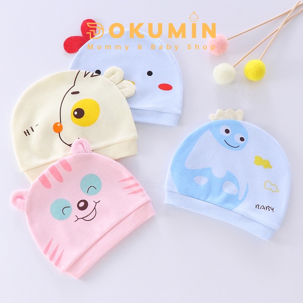 Mũ Sơ Sinh Cho Bé Trai Bé Gái Cotton Tai Mèo Tai Gấu cho bé từ 0 3 Tháng MS08