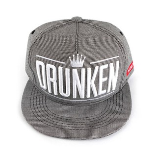 Nón snapback, mũ hiphop Premi3r (DRUNKEN MULTICHECK màu xám chữ trắng)