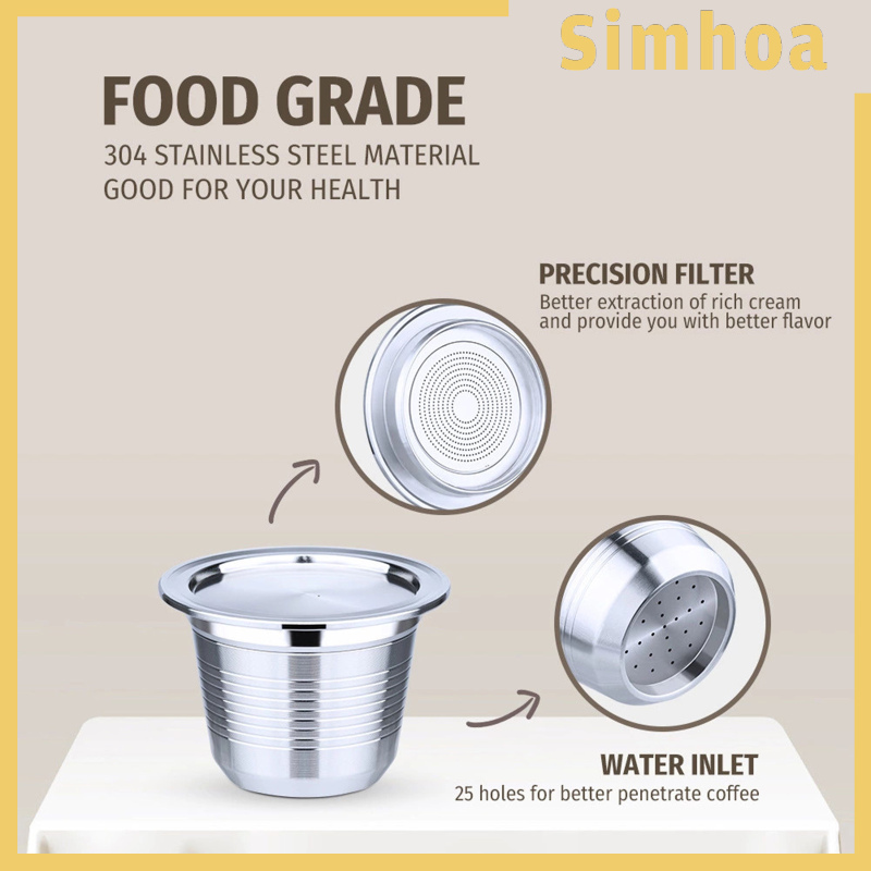 [SIMHOA]Coffee Capsule Stainless Steel Reusable for Le Cube