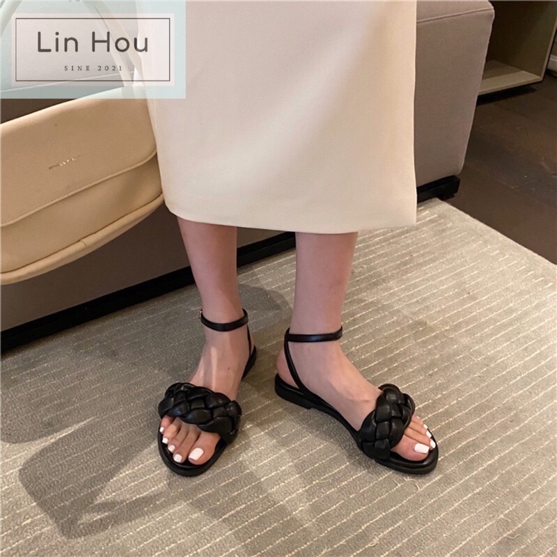 Giày sandal nữ đế bệt quai bính cao cấp, Lil Li minimal flat sandals