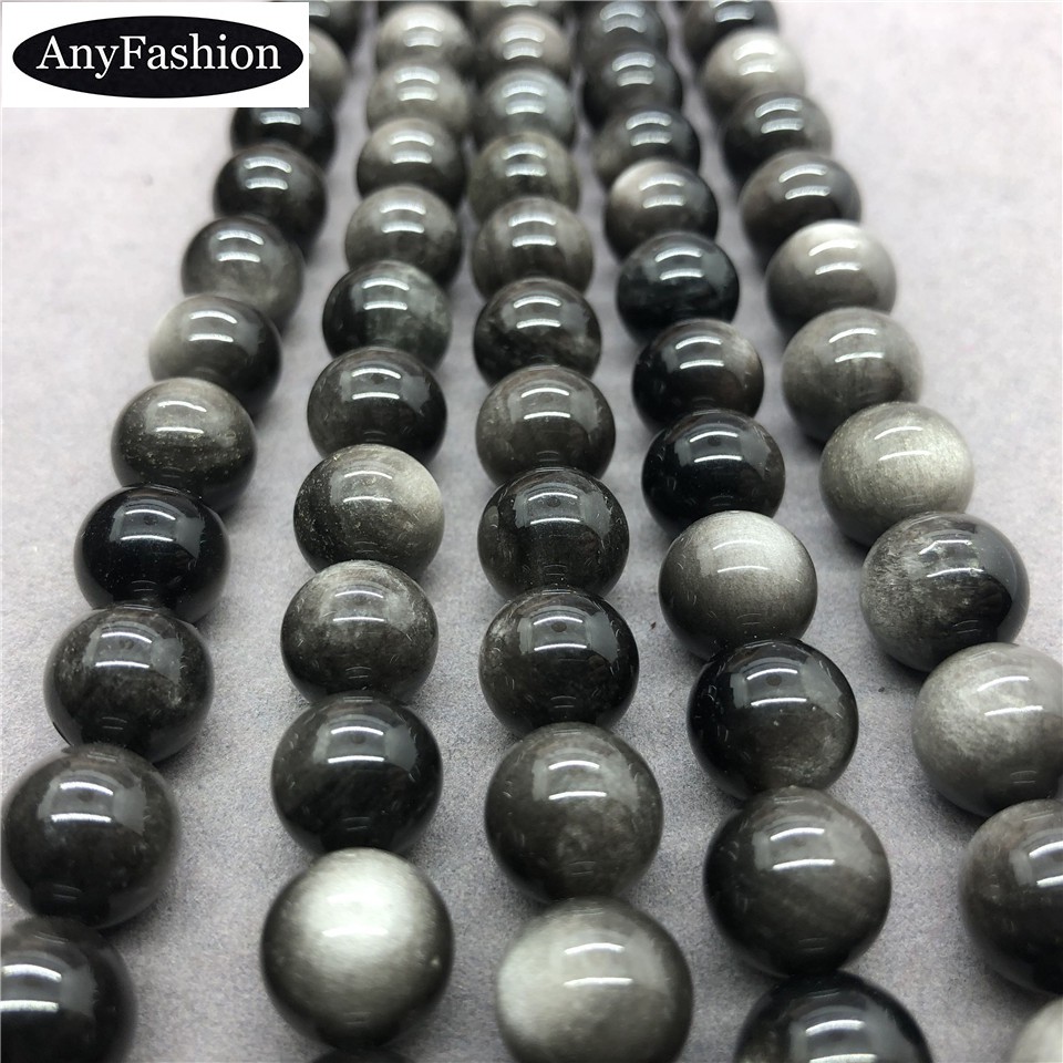 5a Chuỗi Hạt Đá Obsidian Đôi Mắt Thiên Nhiên 6-14mm Tự Làm Trang Sức