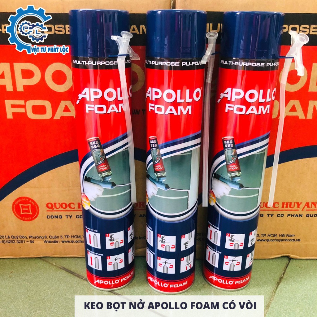 Keo bọt nở Apollo Foam 750ml cầm tay có vòi đi kèm