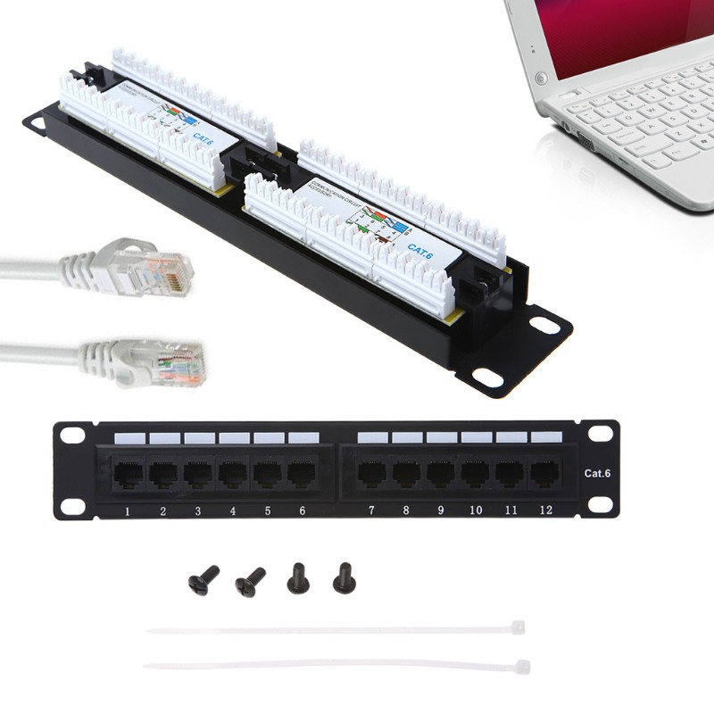 Bảng cắm cáp mạng NIKI Cat6 RJ45 UTP LAN 12 cổng