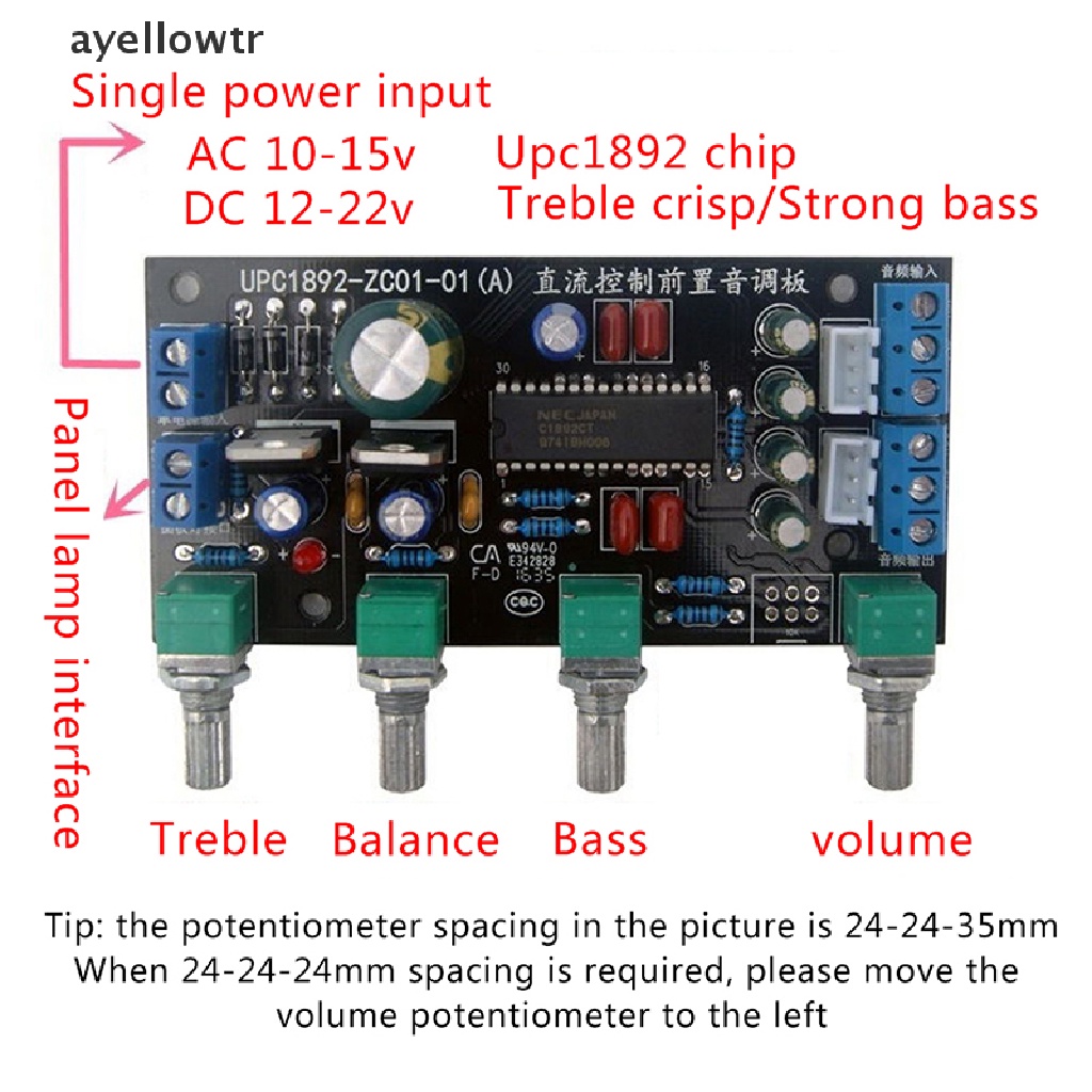 【aye】 UPC1892 Preamplifier Tone Control Board Kits Speaker Amplifiers DIY Treble Bass .