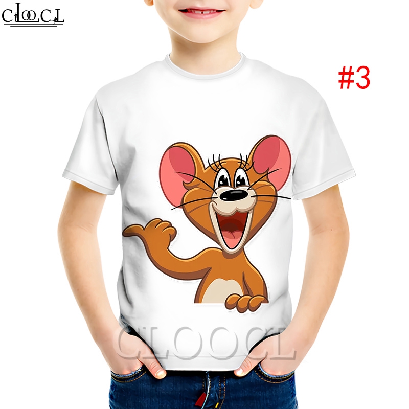Áo Thun Ngắn Tay In Hình Tom Và Jerry 3D Dễ Thương Cho Bé Trai