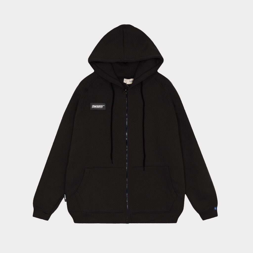 Áo Khoác Hoodie Zip TWENTI Mũ Trùm Unisex Chất Vải Nỉ Có Sẵn