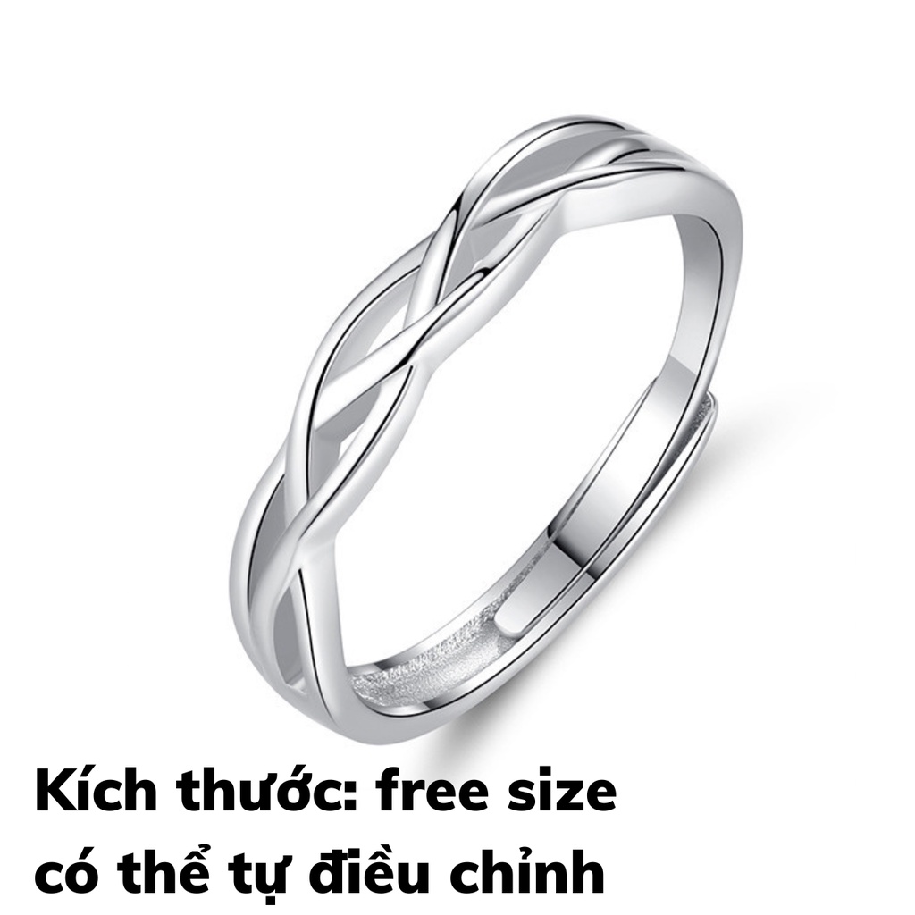 Nhẫn nam nữ tròn unisex Kuu Studio Nhẫn đôi bạc thời trang đơn giản chất Titan đẹp không gỉ - Nhẫn thời trang nam Sóng