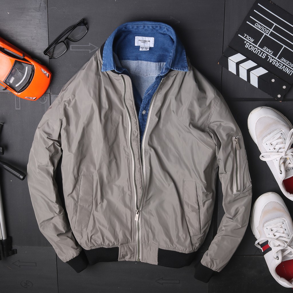 Áo khoác gió nam cổ bomber hàng việt nam xuất khẩu hiệu pull and bear