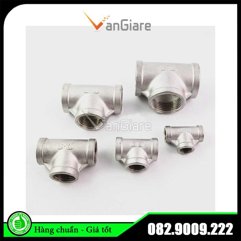 Tê nối ren trong - nối 3 ngã răng trong inox 21 27 34 42 49 60 inox100%