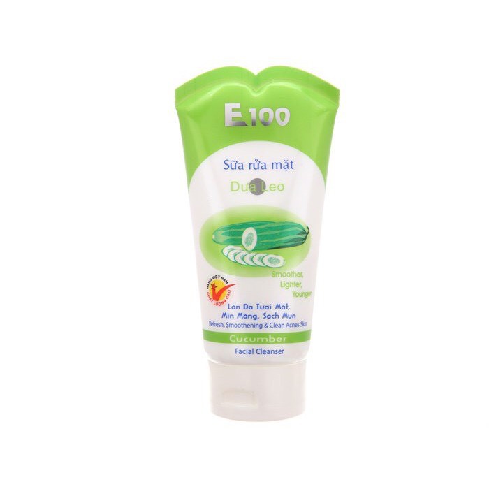 Sữa rửa mặt E100 tinh chất dưa leo 100ml  SIÊU HOT Sữa rửa mặt E100 giúp làn da tươi mát, mịn màng, sạch mụn