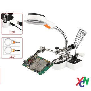 Kệ hàn, giá đỡ mỏ hàn mg16126ac1 có kính lúp, đèn led, kèm kẹp giữ mạch