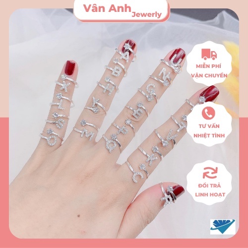 Nhẫn bạc chuẩn 925 có chữ cái theo tên chuẩn bạc vannapham chọn chữ nhắn tin cho shop ạ