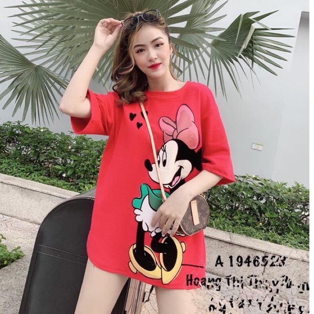 Áo thun nữ chuột Mickey (ảnh thật) trắng đỏ