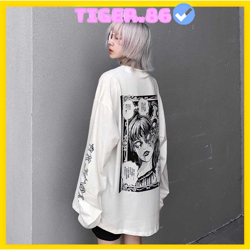Áo thun dài tay nữ Anime Horror Girl , Áo sweater ulzzang Tiger.86 LS34