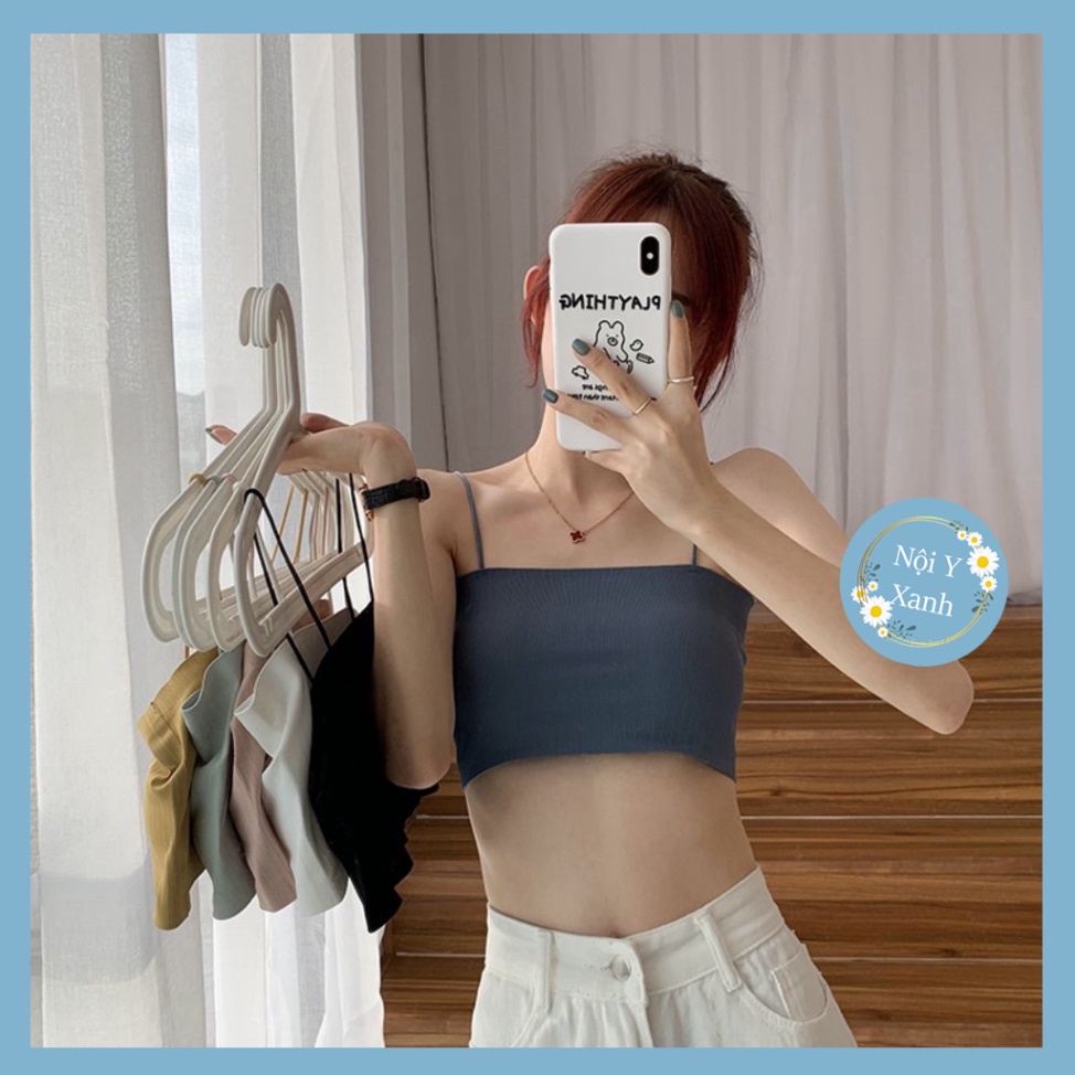 Áo Bra Nữ 2 Dây Mảnh Có Đệm Ngực Trend Mới 709 Nội Y Xanh chất thoáng mát cao cấp