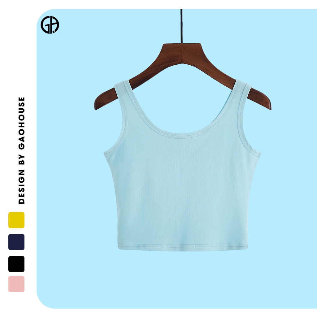 [Mã BMLT35] Áo croptop nữ sát nách ba lỗ thun Gạo House - không tay kiểu ôm body tank top vải cotton co giãn tốt