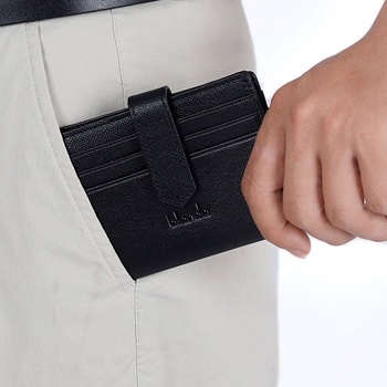 Ví đựng card da bò thật, chất liệu da gân Saffiano, thương hiệu Blanda 8VNBG06