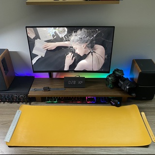 [2 MẶT_800x300] Lót Chuột Da Cỡ Lớn - Mousepad 2 Màu Black & Orange
