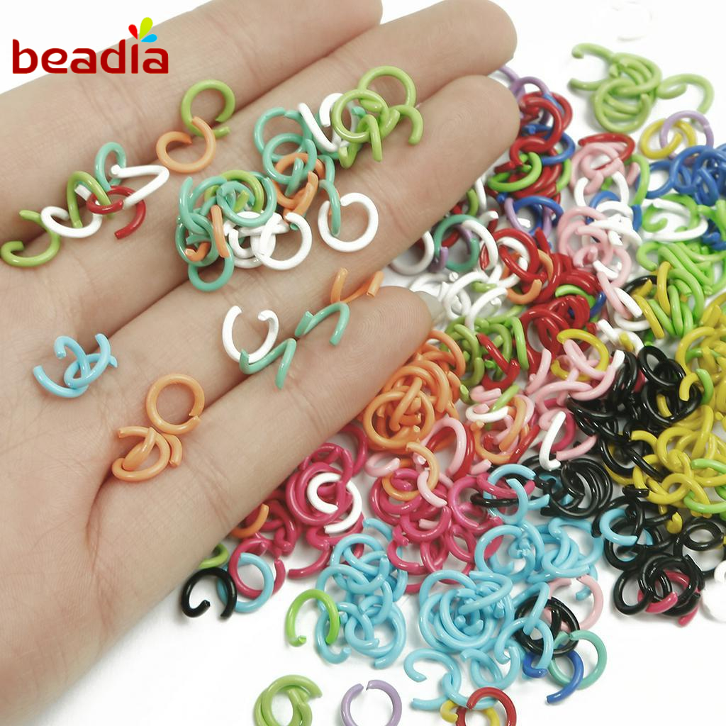Bộ 50 Vòng Kim Loại Beadia Dạng Hở Đường Kính 8Mm Màu Sắc Kẹo Ngọt Dùng Để Trang Trí Bím Tóc DIY
