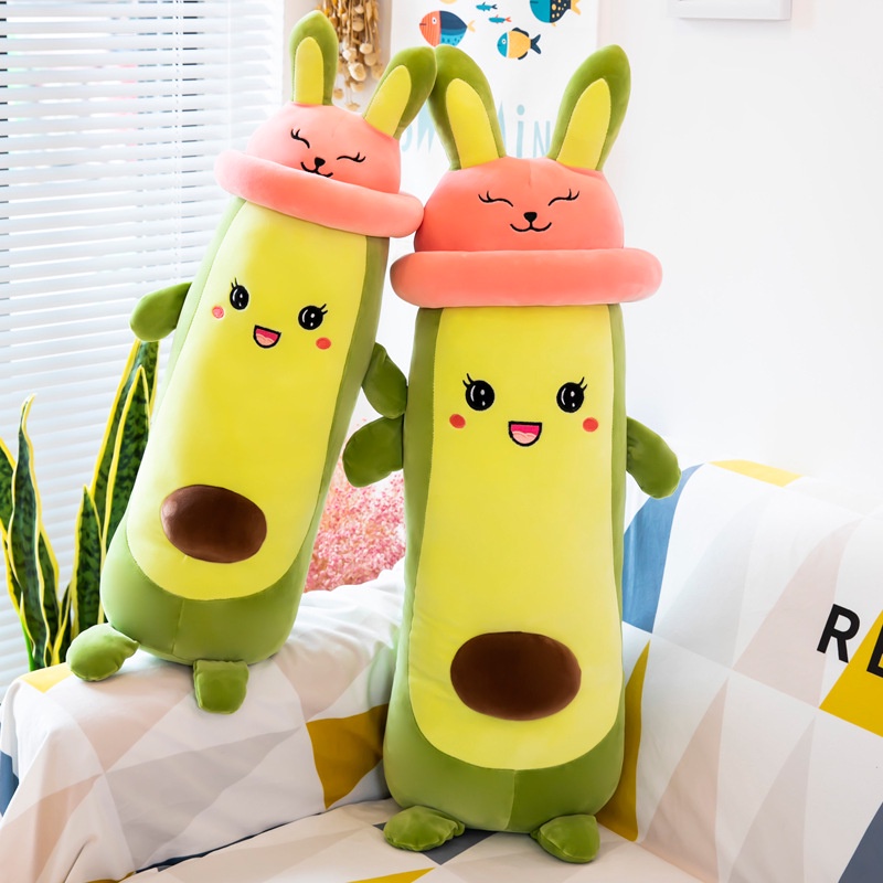 Gấu Bông Qủa Bơ Đội Mũ Hồng, Bơ Thỏ Cute - Hàng Quảng Châu Cao Cấp