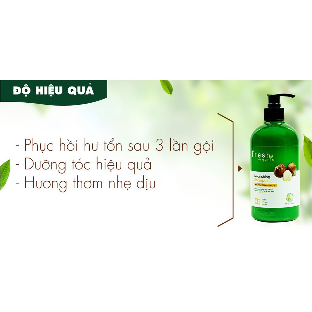 Dầu Gội Dưỡng Tóc từ hạt Macca Fresh Organic Nourishing Shampoo Macadamia Oil 500g