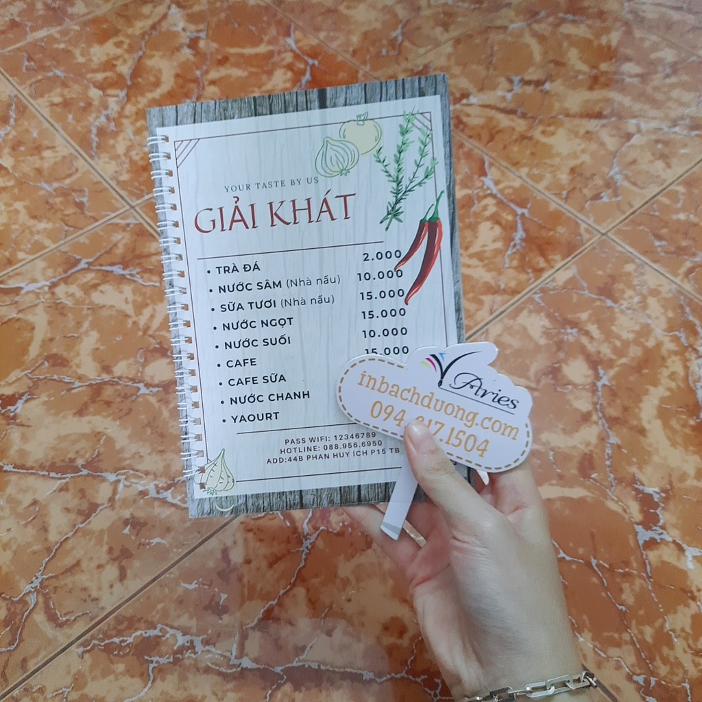 Catalogue lò xo , Menu lò xo  - In Bạch Dương