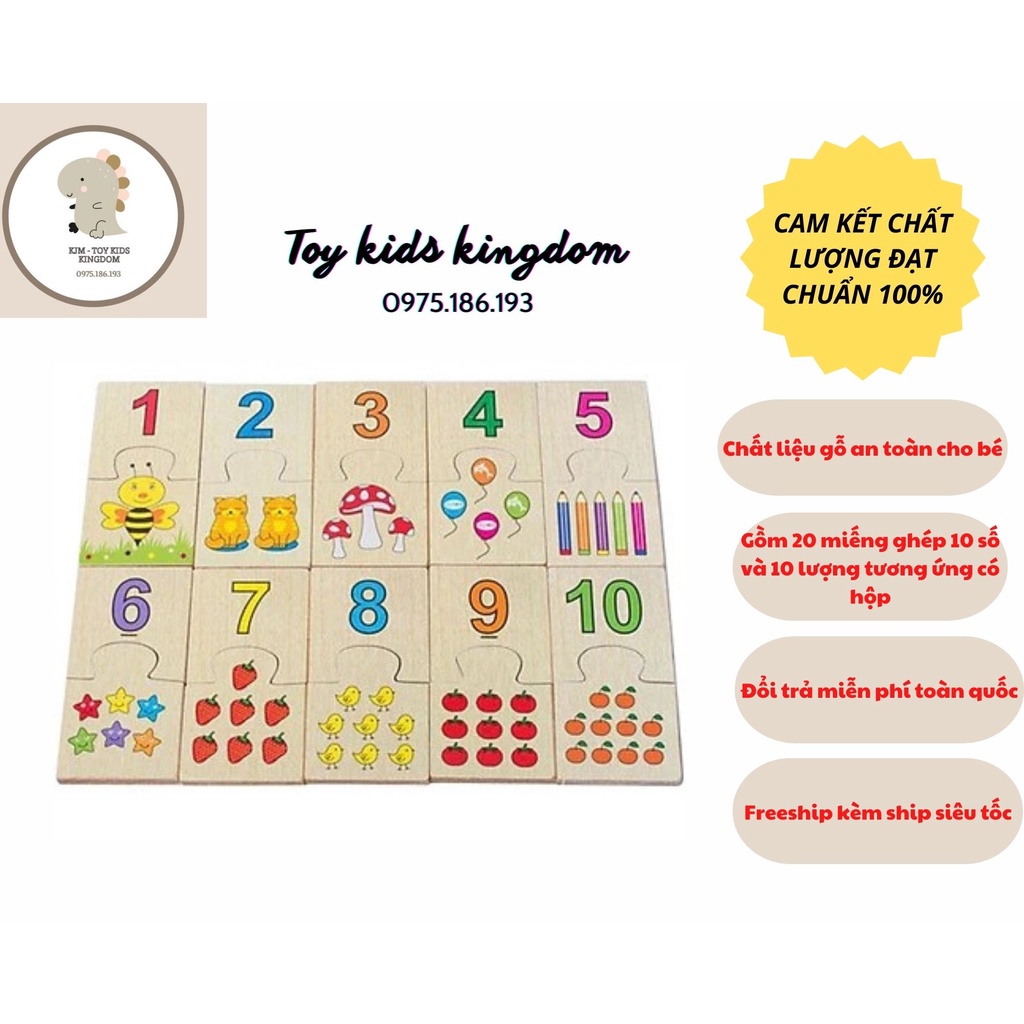 Đồ chơi bộ ghép số tập đếm bằng gỗ cho bé - Đồ chơi gỗ thông minh montessori giúp bé phát triển tư duy trí tuệ