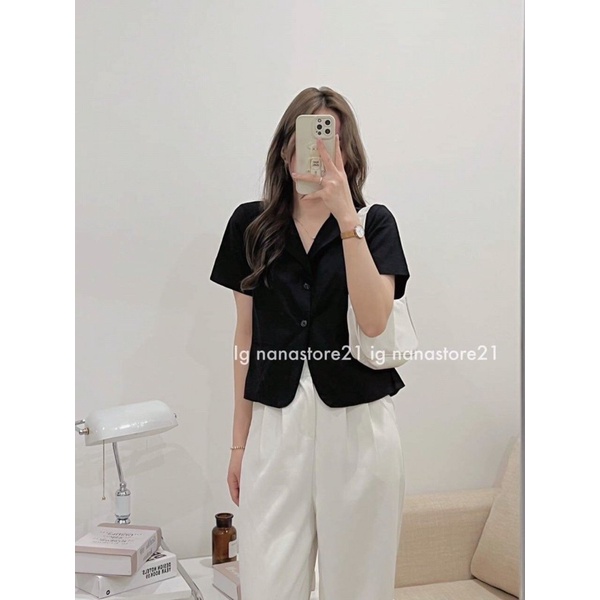 Áo sơmi cộc tay cổ vest Nana21 Nanastore21