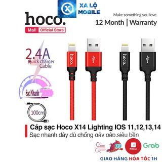 Cáp sạc Lightning Hoco X14 sạc nhanh 2.1A cho iPhone/iPad dài 1m/2m