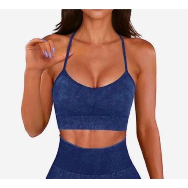 Áo bra tập Gym, Yoga cao cấp vải thun dệt kim màu loang dả Jean xịn đẹp