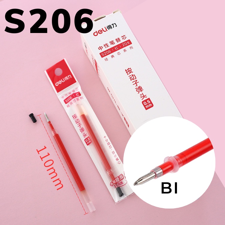 Ngòi bút gel ruột thay deli s206 0.5mm mực nhanh khô - Văn Phòng Phẩm Haku
