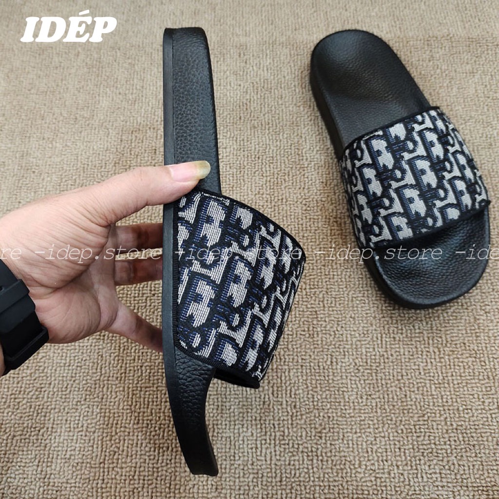 Dép siêu nhẹ nam quai ngang họa tiết D chất EVA đúc nguyên khối đi mưa siêu bền iDÉP DL142