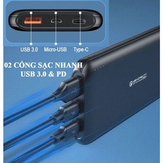 Sạc dự phòng PD18W +QC3.0 chính hãng, Pin Sạc Dự Phòng WP-187 20W 10000mAh Sạc Nhanh PD 18W