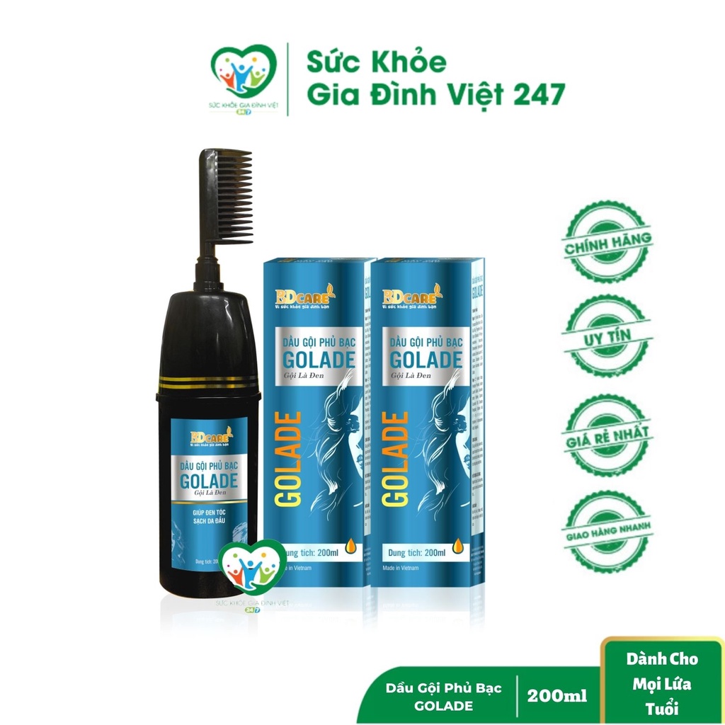 Dầu Gội Phủ Bạc Golade 200ml BDcare- Thảo Dược Đen Tóc Tự Nhiên Dưỡng Ẩm &amp; Phục Hồi Hư Tổn Cho Tóc suckhoegiadinhviet247